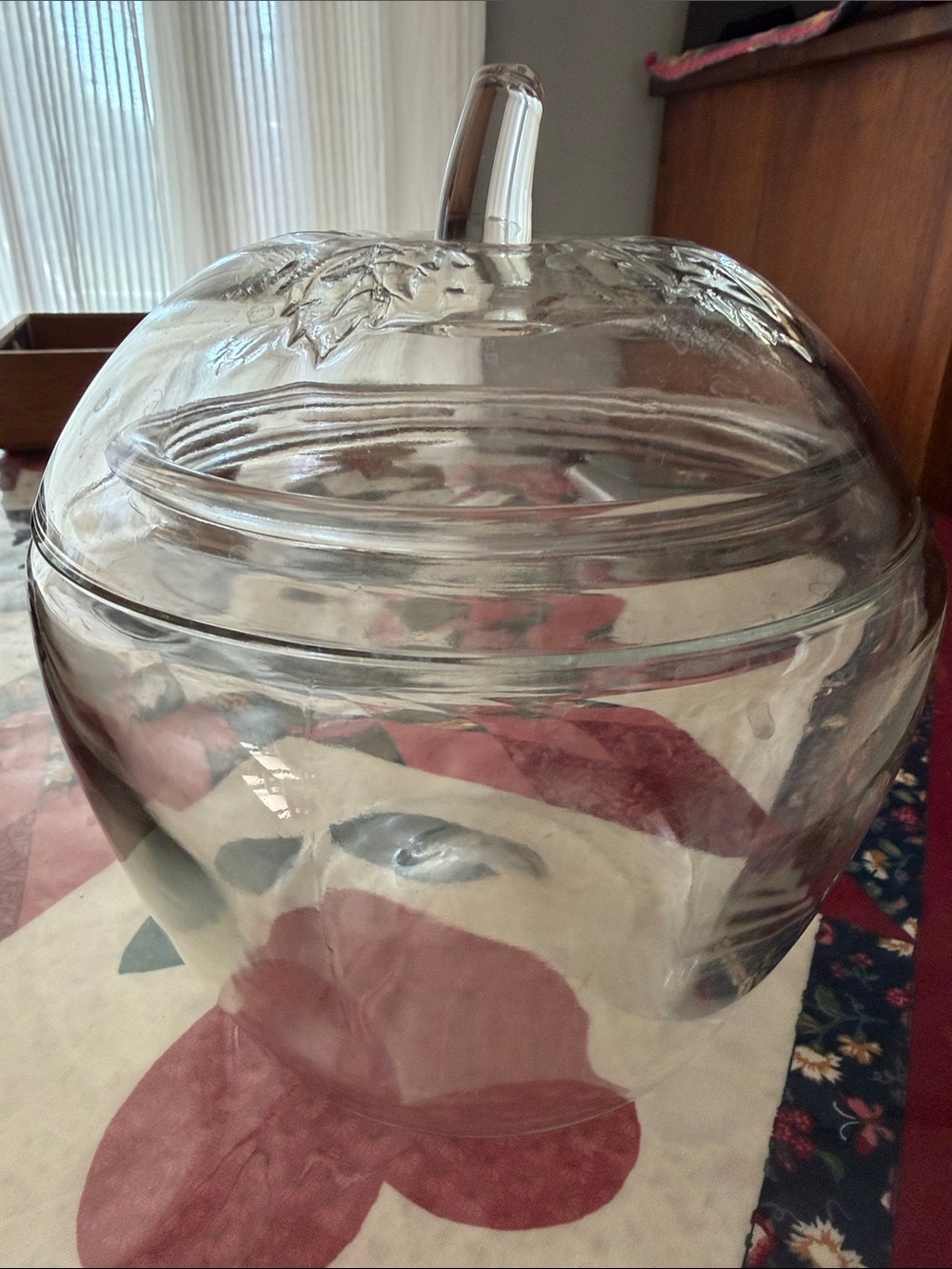 Clear Glass Apple Cookie Jar with Lid - Home Kitchen Food Storage